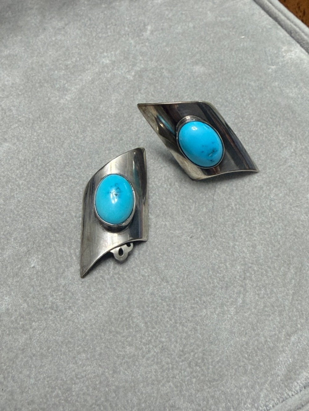 Silver and Turquoise Clip On Earrings